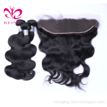Brazilian Hair body wave virgin human hair Bundles with 13x4 Lace Frontal Closure 100%  Human Hair 3 Bundles With Frontal
